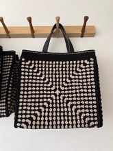 Load image into Gallery viewer, Black and Beige Crochet XL Bag