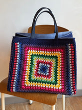 Load image into Gallery viewer, Dark Blue Crochet Bag XL