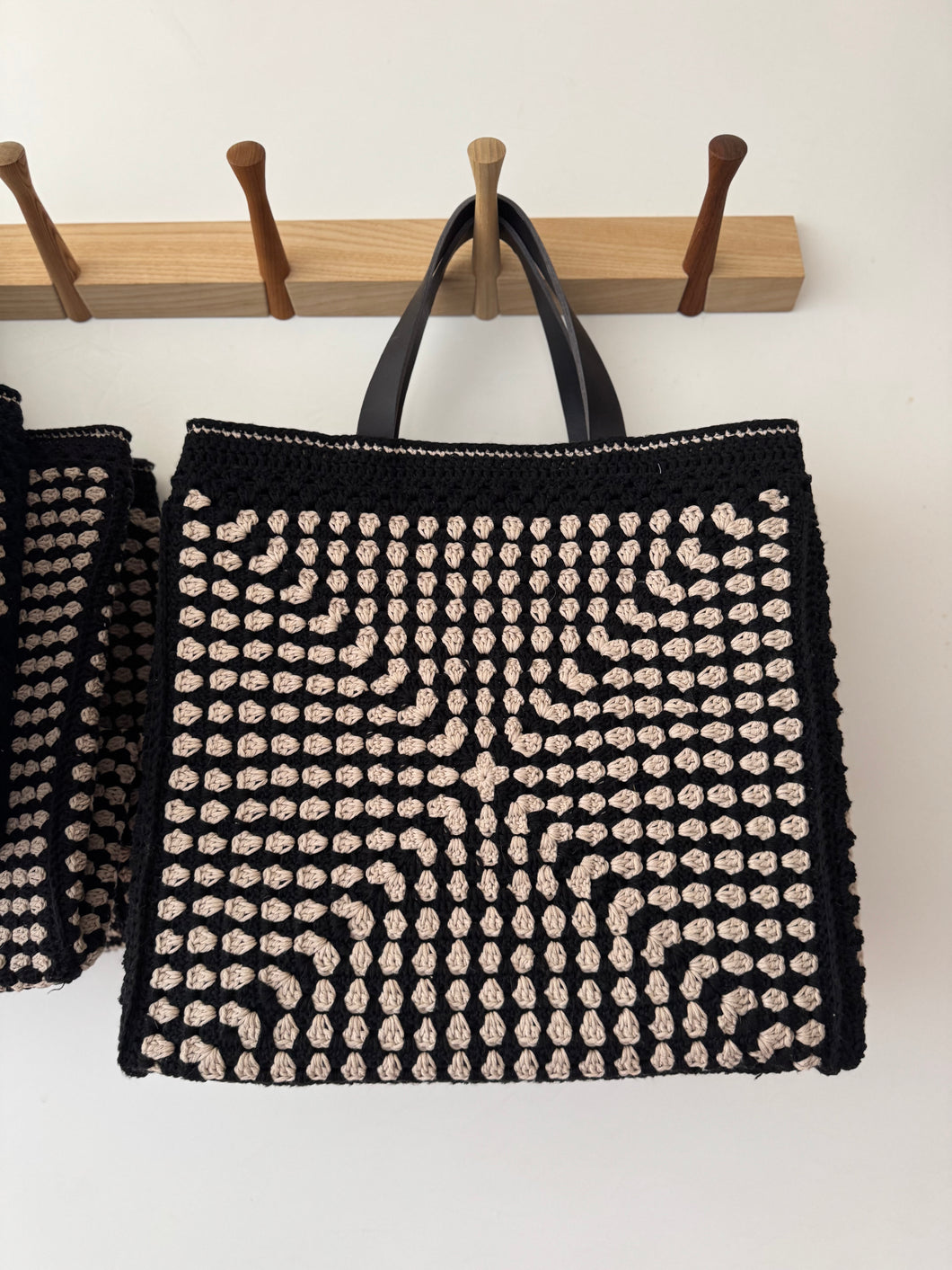 Black and Beige Crochet XL Bag