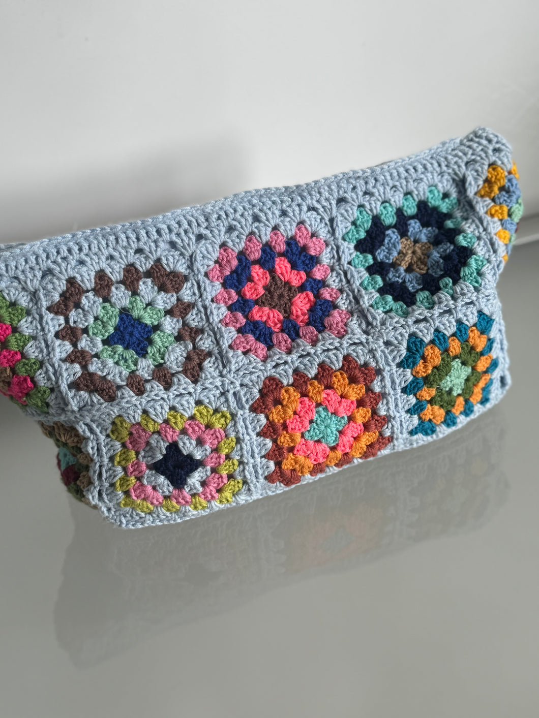 Blue Crochet Pouch
