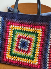 Load image into Gallery viewer, Dark Blue Crochet Bag XL
