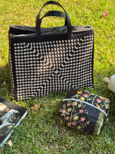 Load image into Gallery viewer, Black and Beige Crochet XL Bag
